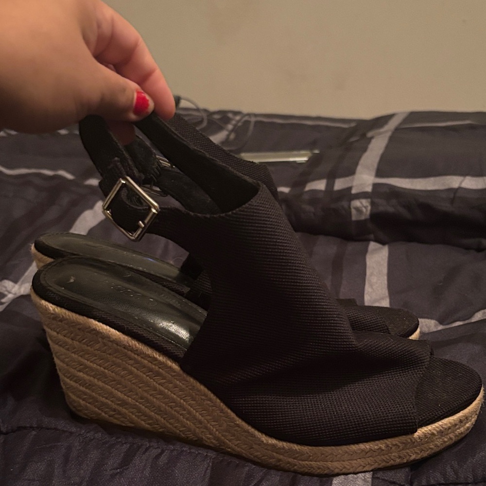 Black Wedge Sandals